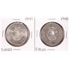 Image 1 : Lot of 1947-1948 Mexico Cuauhtemoc Cinco Pesos Silver Coins
