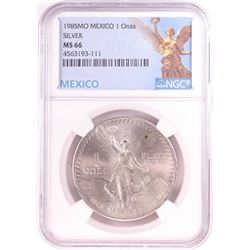 1985Mo Mexico 1 Onza Libertad Silver Coin NGC MS66