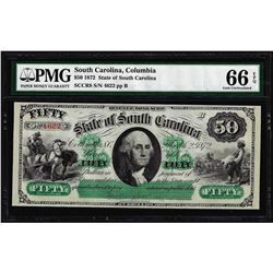 1872 $50 State of South Carolina Revenue Bond Obsolete Note PMG Gem Uncirculated 66EPQ