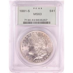 1881-S $1 Morgan Silver Dollar Coin PCGS MS63 Old Green Holder