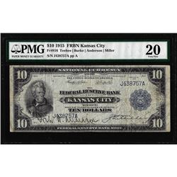 1915 $10 Federal Reserve Bank Note Kansas City Fr.816 PMG Very Fine 20