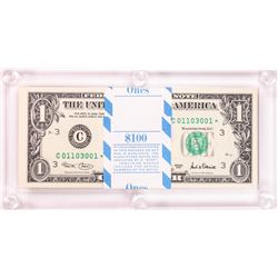 Pack of (100) 2001 $1 Federal Reserve STAR Notes Philadelphia in Capital Holder