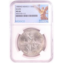 1985Mo Mexico 1 Onza Libertad Silver Coin NGC MS66