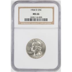 1964-D Washington Quarter Coin NGC MS66
