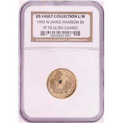 1993-W $5 Proof James Madison Commemorative Gold Coin NGC PF70 Ultra Cameo