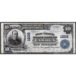 1902 PB $10 First National State Bank of Camden, NJ CH# 1209 National Currency Note