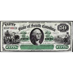 1872 $50 State of South Carolina Revenue Bond Obsolete Note