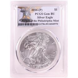 2016-P $1 American Silver Eagle Coin PCGS Gem BU Struck at the Philadelphia Mint