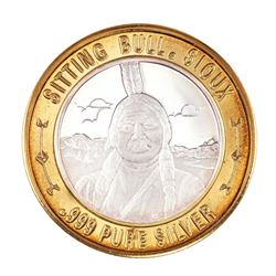 .999 Silver Sitting Bull $10 Casino Limited Native American Series Gaming Token