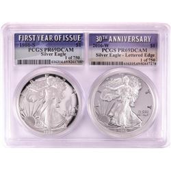 1986-S & 2016-W $1 Proof American Silver Eagle Coin Set PCGS PR69DCAM