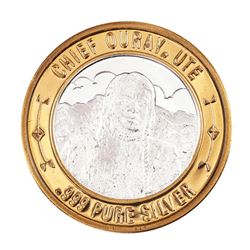.999 Silver Chief Ouray, UTE $10 Casino Limited Native American Series Gaming Token