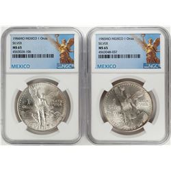 1983-1984Mo Mexico 1 Onza Libertad Silver Coins NGC MS65