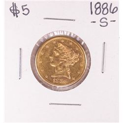 1886-S $5 Liberty Head Half Eagle Gold Coin