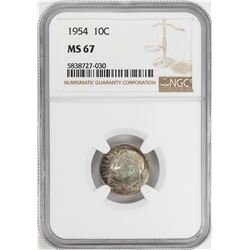 1954 Roosevelt Dime Coin NGC MS67