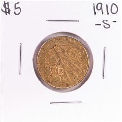1910-S $5 Indian Head Half Eagle Gold Coin