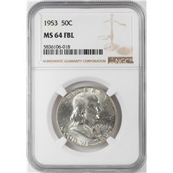 1953 Franklin Half Dollar Coin NGC MS64FBL