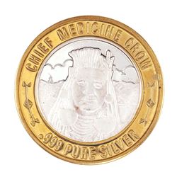.999 Silver Chief Medicine Crow $10 Casino Limited Native American Series Gaming Token