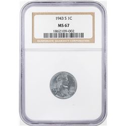 1943-S Lincoln Steel Cent Coin NGC MS67