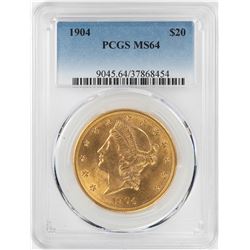 1904 $20 Liberty Head Double Eagle Gold Coin PCGS MS64