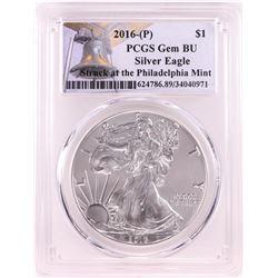 2016-P $1 American Silver Eagle Coin PCGS Gem BU Struck at the Philadelphia Mint