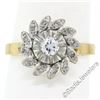 Image 1 : Vintage 18kt White and Yellow Gold Diamond Swirl Flower Cluster Ring