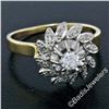 Image 2 : Vintage 18kt White and Yellow Gold Diamond Swirl Flower Cluster Ring