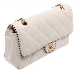 Chanel White Quilted Calfskin Leather Classic Flap Bag