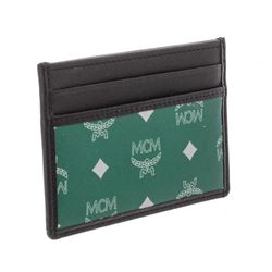 MCM Eden Green Reflective Nylon Leather Mini Card Case