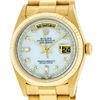 Image 1 : Rolex Mens 18K Yellow Gold Mother Of Pearl Diamond Quickset President Wristwatch