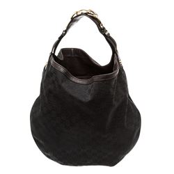Gucci Brown Canvas Leather GG Wave Hobo Bag
