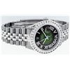Image 3 : Rolex Mens Stainless Steel Green Vignette Roman Diamond Datejust Wristwatch With