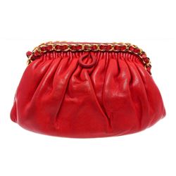 Chanel Vintage Red Leather Convertible Clutch Bag