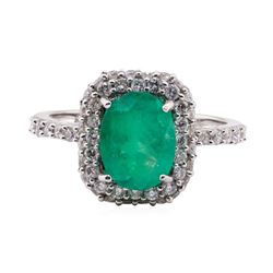 1.96 ctw Emerald and Diamond Ring - 14KT White Gold