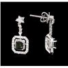 Image 2 : 0.85 ctw Green Tourmaline and Diamond Earrings - 14KT White Gold