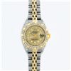 Image 2 : Rolex Ladies 2 Tone 14K Champagne Diamond Lugs & Pyramid Datejust Wriswatch
