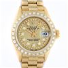 Image 1 : Rolex Ladies 18K Yellow Champagne String Diamond President Wristwatch With Rolex