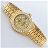 Image 3 : Rolex Ladies 18K Yellow Champagne String Diamond President Wristwatch With Rolex