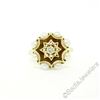 Image 1 : Vintage 14kt Yellow Gold 0.11 ctw Diamond and Pearl Halo Ring w/ Brown Enamel