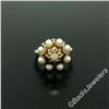 Image 2 : Vintage 14kt Yellow Gold 0.11 ctw Diamond and Pearl Halo Ring w/ Brown Enamel