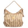 Image 2 : MCM Cream Coated Canvas Visetos Hobo Shoulder Bag