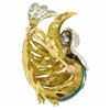 Image 4 : 18k Yellow Gold Multi Color Enamel 46 Diamond Peacock Pin Brooch