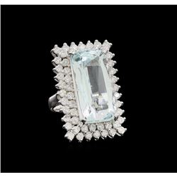 14KT White Gold 16.49 ctw Aquamarine and Diamond Ring