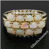 Image 1 : 14kt Yellow Gold 1.80 ctw Oval Cabochon Opal and Round Diamond Wide Band Cluster