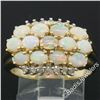 Image 4 : 14kt Yellow Gold 1.80 ctw Oval Cabochon Opal and Round Diamond Wide Band Cluster