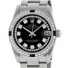 Image 2 : Rolex Womens Midsize 31mm Black String Diamond & Emerald Datejust Wristwatch
