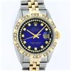 Image 1 : Rolex Mens 2 Tone 14K Blue Vignette String Pyramid Diamond Datejust Wristwatch