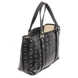 MCM Black Visetos Coated Canvas Large Tote Bag