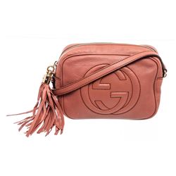 Gucci Pink Pebbled Leather Soho Disco Crossbody Bag