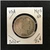Image 1 : 1907 USA SILVER HALF DOLLAR (NEW ORLEANS MINTED)