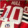 Image 1 : DENNIS HULL SIGNED BLACK HAWKS JERSEY (AJ SPORTS COA)